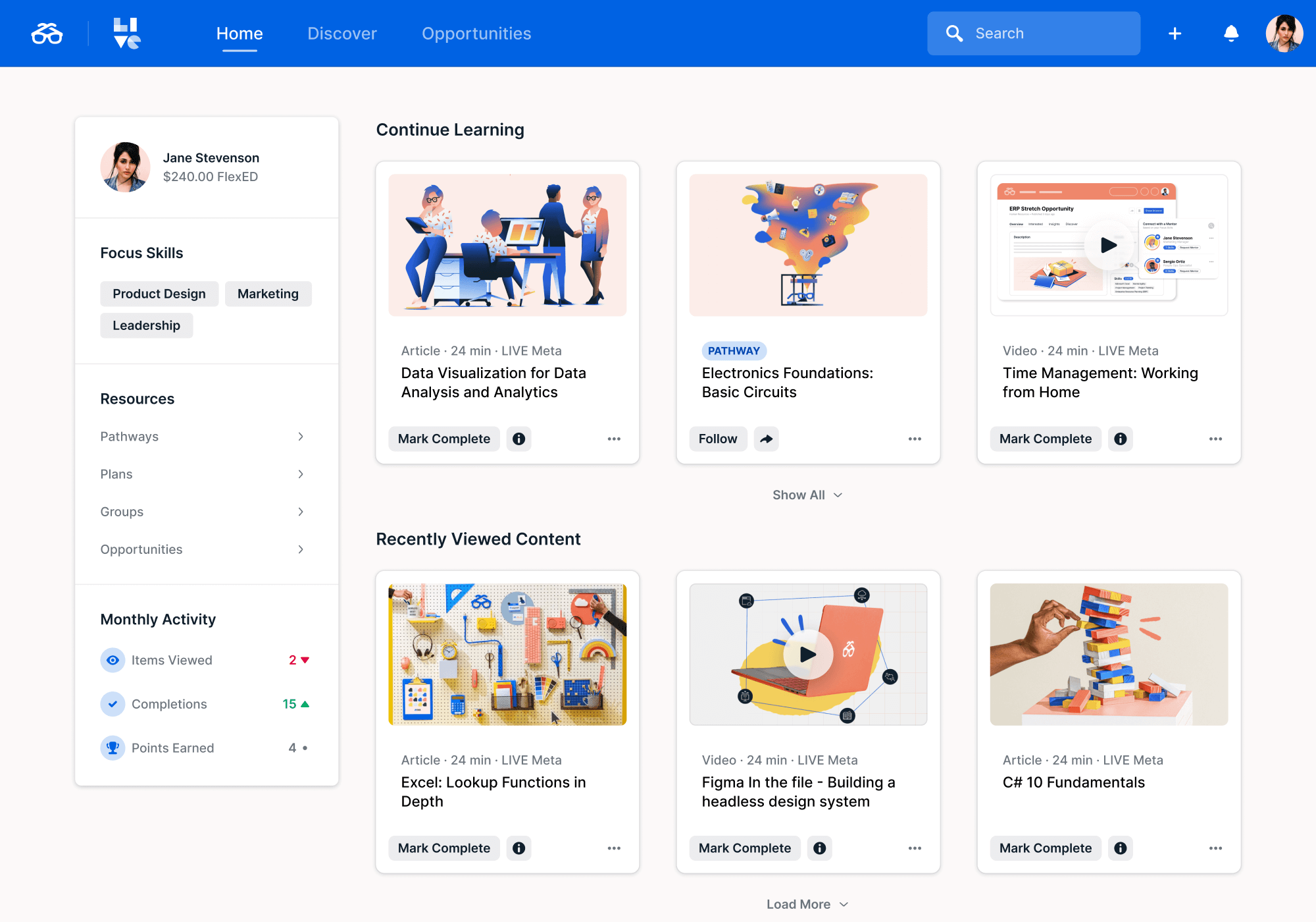 Screenshot of the Degreed product